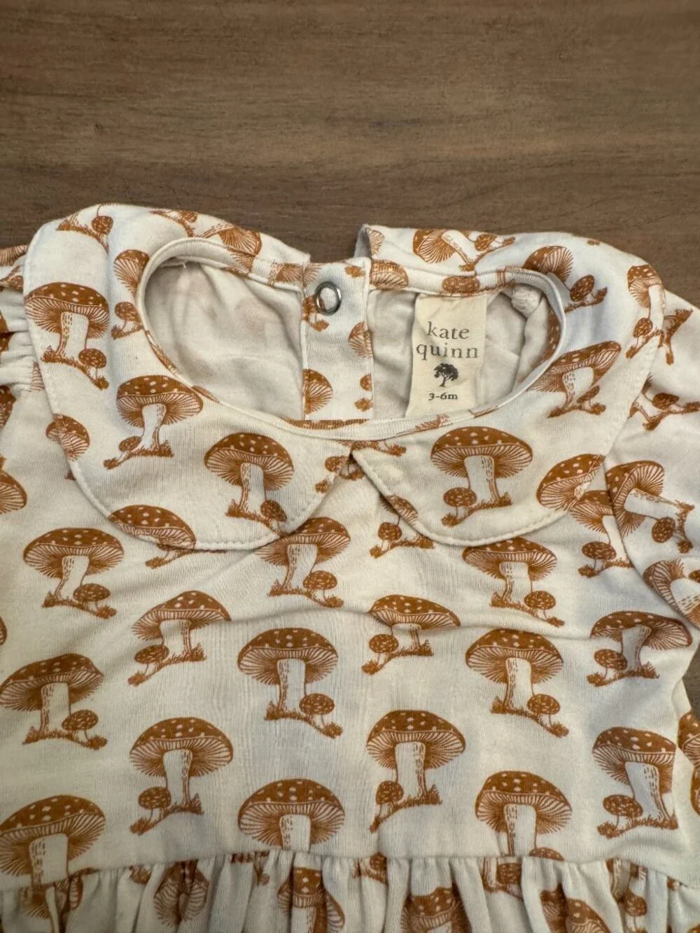 Kate Quinn Mushroom Print Peter Pan Collar Dress Set 3-6M